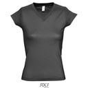 Damski T-shirt Slim z Dekoltem V L156 - Dark Grey (Solid)