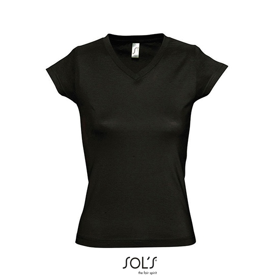 T-shirt Damski Slim Bawelniany L156 - Deep Black