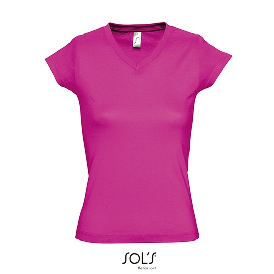 T-shirt Damski Slim Bawelniany L156 - Fuchsia