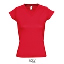 Damski T-shirt Slim z Dekoltem V L156 - Red