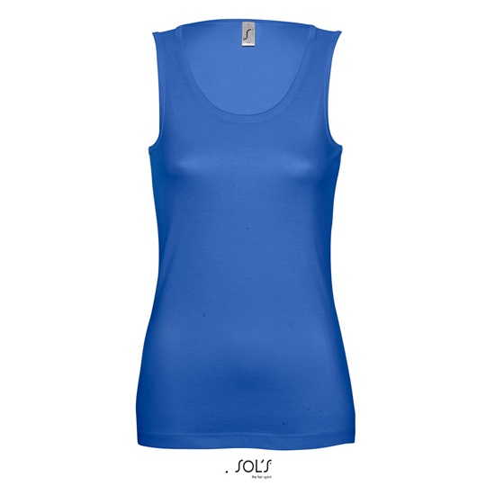 Koszulka bez Rekawow Damska Dluga Dopasowana Bawelniana L172 - Royal Blue 241