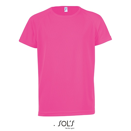 Koszulka Dziecieca Raglanowa Oddychajaca Poliester L198K - Neon Pink