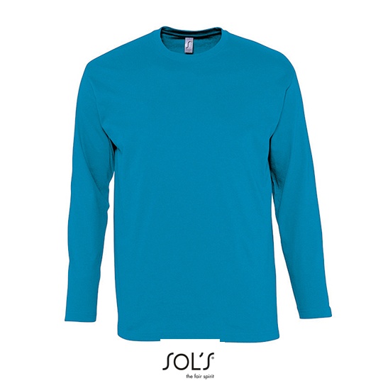 T-Shirt Klasyczny Długi Rękaw Bawełniany L241 - Aqua