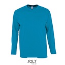 T-Shirt Klasyczny Długi Rękaw Bawełniany L241 - Aqua
