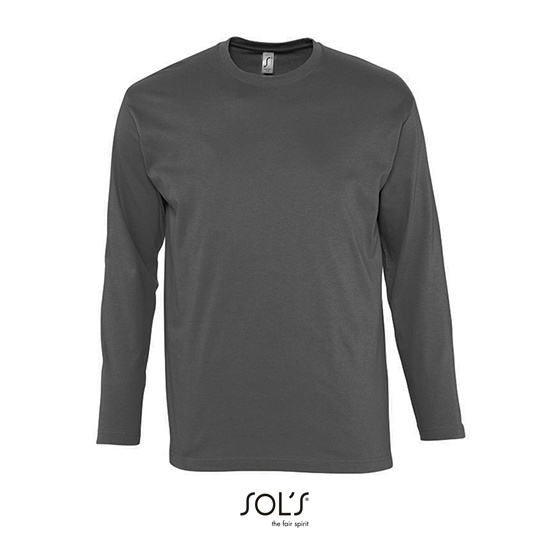 T-Shirt Klasyczny Długi Rękaw Bawełniany L241 - Dark Grey (Solid)