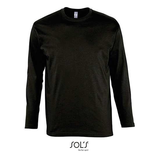 T-Shirt Klasyczny Długi Rękaw Bawełniany L241 - Deep Black