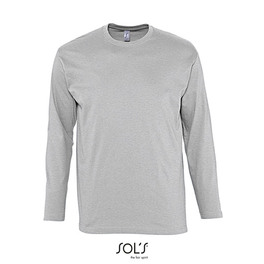 T-Shirt Klasyczny Długi Rękaw Bawełniany L241 - Grey Melange