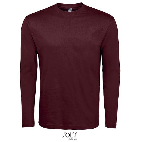 T-Shirt Klasyczny Długi Rękaw Bawełniany L241 - Oxblood
