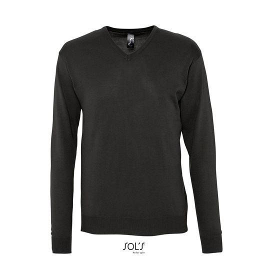 Sweter Meski V-neck Bawelniano Akrylowy L410 - Black