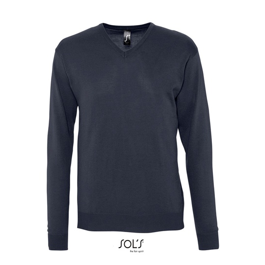 Sweter Męski V-neck Bawełniano Akrylowy L410 - Navy