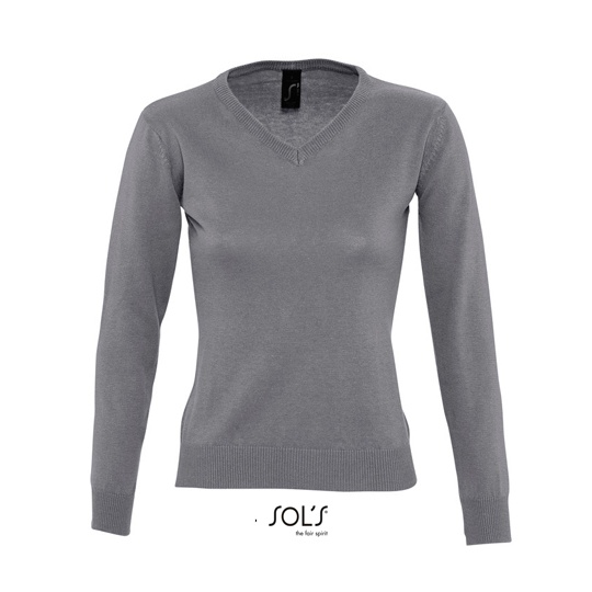 Sweter Damski Dopasowany Bawelniano Akrylowy L411 - Medium Grey (Solid)