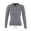 Sweter Damski Dopasowany Bawelniano Akrylowy L411 - Medium Grey (Solid)