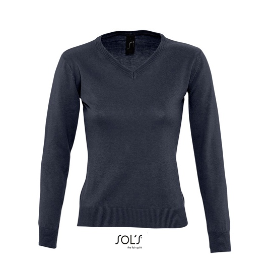 Sweter Damski Dopasowany Bawelniano Akrylowy L411 - Navy