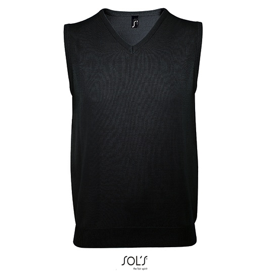 Sweter bez rekawow Klasyczny Bawełna Akryl L412 - Black