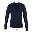 Damski kardigan slim z dekoltem V L419 - Navy