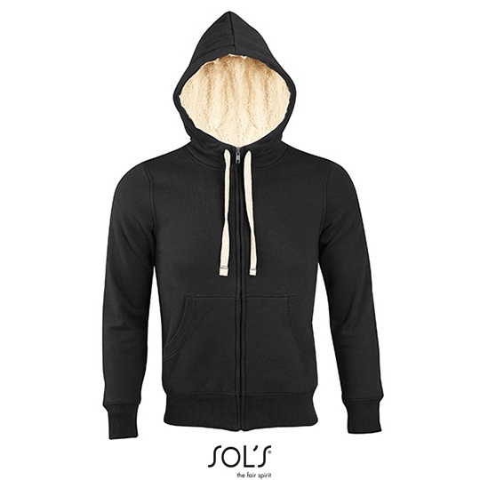 Bluza z Kapturem Slim Bawelniana z Podszewka Sherpa L482 - Black