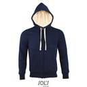 Bluza z Kapturem Slim Bawelniana z Podszewka Sherpa L482 - French Navy