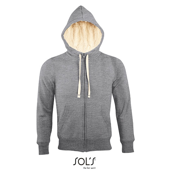 Bluza z Kapturem Slim Bawelniana z Podszewka Sherpa L482 - Grey Melange