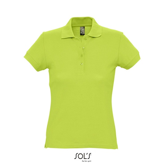Koszulka Polo Dopasowana Damska Pika Bawelniana L513 - Apple Green