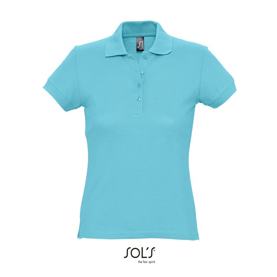 Koszulka Polo Dopasowana Damska Pika Bawelniana L513 - Atoll Blue
