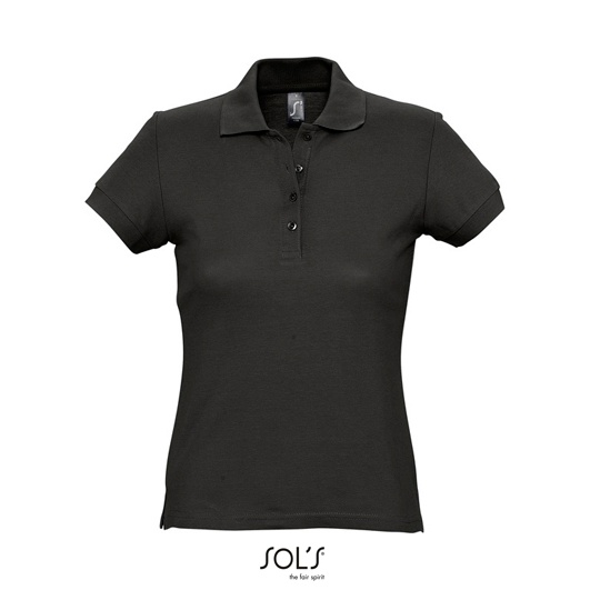 Koszulka Polo Dopasowana Damska Pika Bawelniana L513 - Black