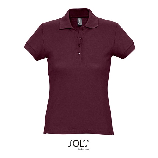 Koszulka Polo Dopasowana Damska Pika Bawełniana L513 - Burgundy