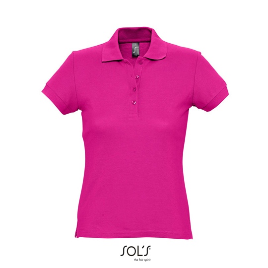 Koszulka Polo Dopasowana Damska Pika Bawelniana L513 - Fuchsia