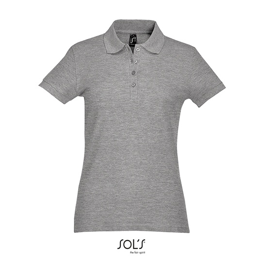 Koszulka Polo Dopasowana Damska Pika Bawelniana L513 - Grey Melange