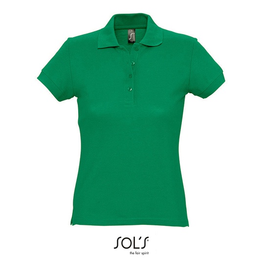 Koszulka Polo Dopasowana Damska Pika Bawelniana L513 - Kelly Green