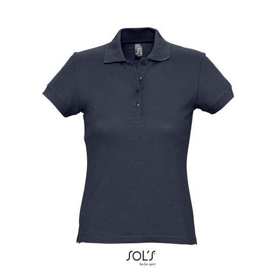 Koszulka Polo Dopasowana Damska Pika Bawelniana L513 - Navy