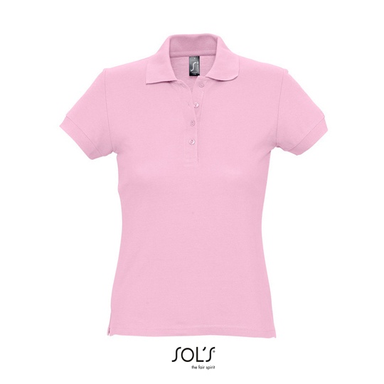 Koszulka Polo Dopasowana Damska Pika Bawelniana L513 - Pink
