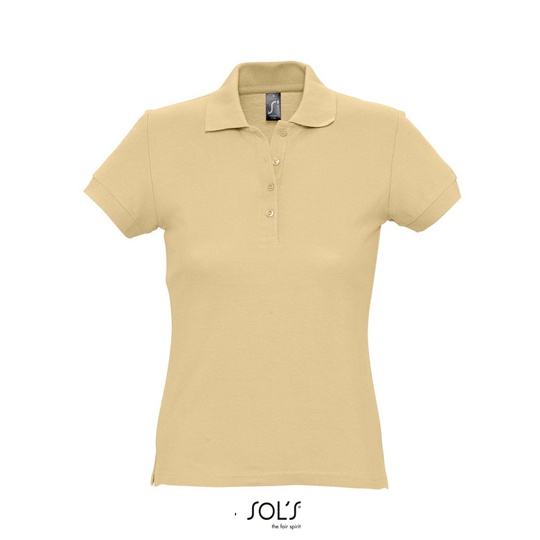 Koszulka Polo Dopasowana Damska Pika Bawelniana L513 - Sand