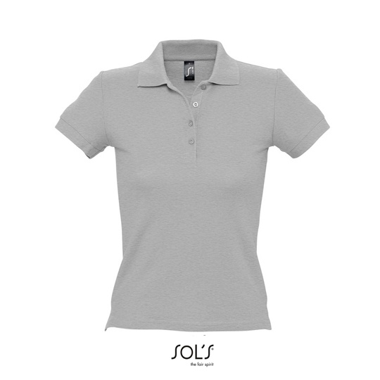 Damska koszulka polo slim L519 - Grey Melange