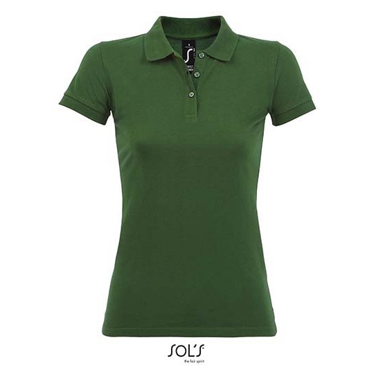 Koszulka Polo Damska Slim Bawełniana L526 - Bottle Green
