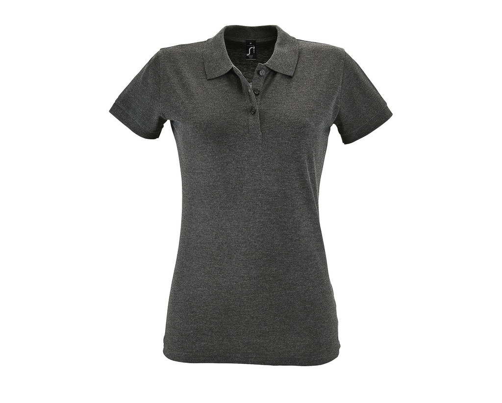 Koszulka Polo Damska Slim Bawełniana L526 - Charcoal Melange