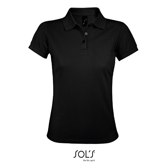 Koszulka Polo Damska Klasyczna Pika Poliester Bawelna L528 - Black