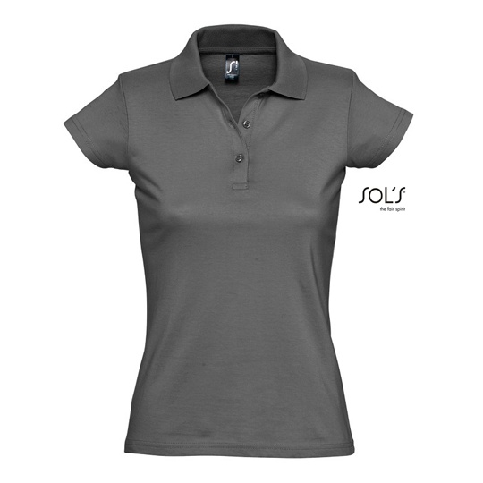Koszulka Polo Damska Bawelna Jersey L534 - Dark Grey (Solid)