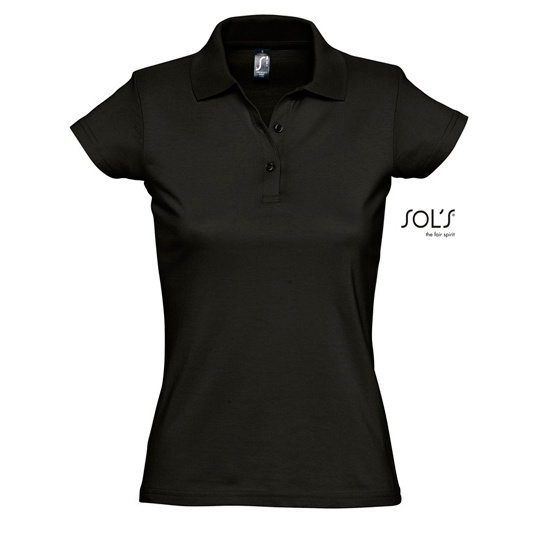 Koszulka Polo Damska Bawełna Jersey L534 - Deep Black