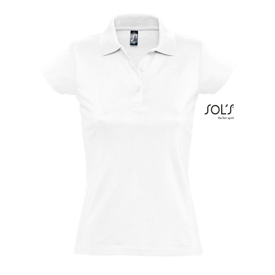 Koszulka Polo Damska Bawelna Jersey L534 - White