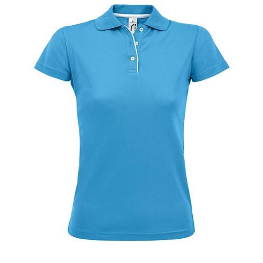 Damska Koszulka Polo Klasyczna Poliester L544 - Aqua