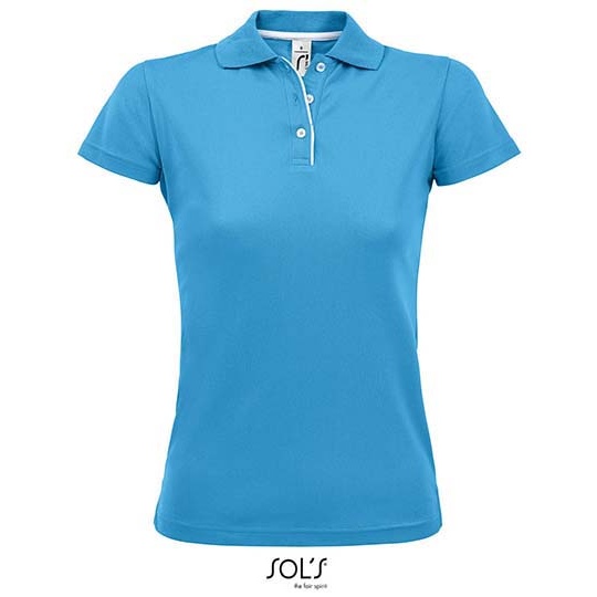 Damska Koszulka Polo Klasyczna Poliester L544 - Aqua