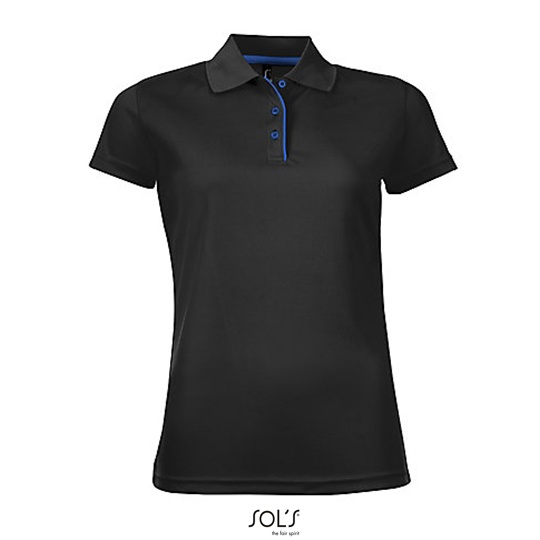 Damska Koszulka Polo Klasyczna Poliester L544 - Black