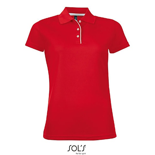 Damska Koszulka Polo Klasyczna Poliester L544 - Red