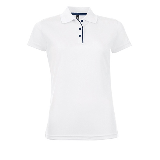 Damska Koszulka Polo Klasyczna Poliester L544 - White