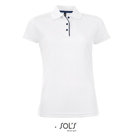 Damska Koszulka Polo Klasyczna Poliester L544 - White