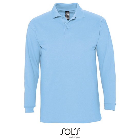 Koszulka Polo Meska Klasyczna Bawelna Czesana L549 - Sky Blue