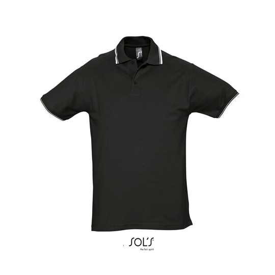 Koszulka Polo Meska Pique Klasyczna L585 - Black & White