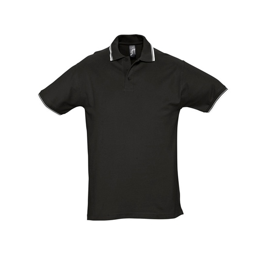 Koszulka Polo Męska Pique Klasyczna L585 - Black & White