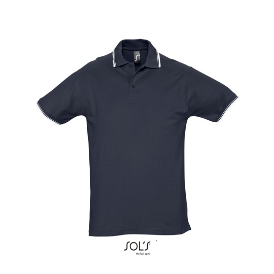 Koszulka Polo Męska Pique Klasyczna L585 - Navy & White