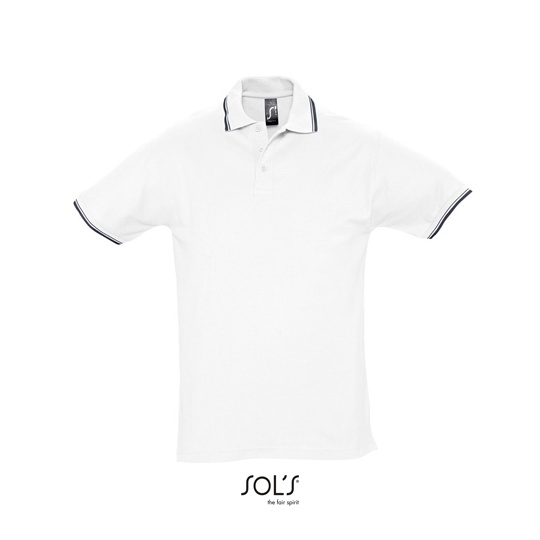 Koszulka Polo Meska Pique Klasyczna L585 - White & Navy